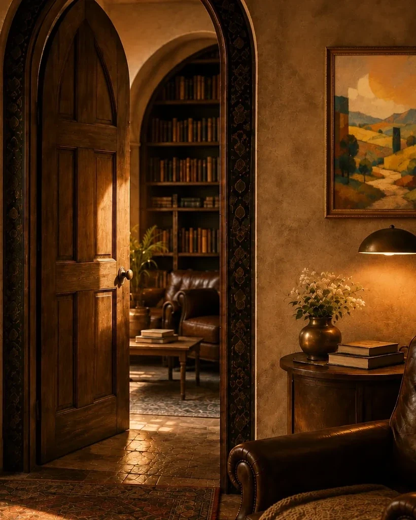 House Specials — a warm, welcoming doorway opening toward the Reading Room