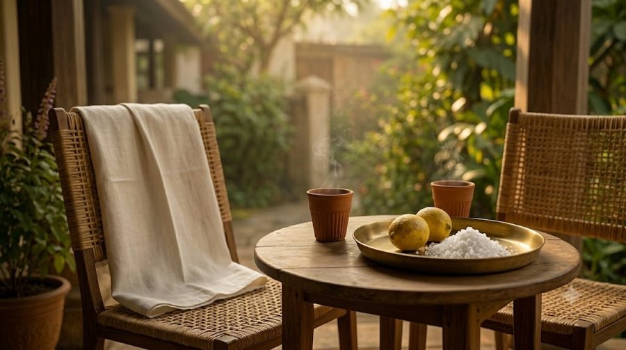 Conversation — kulhad chai, lemons and salt on the verandah
