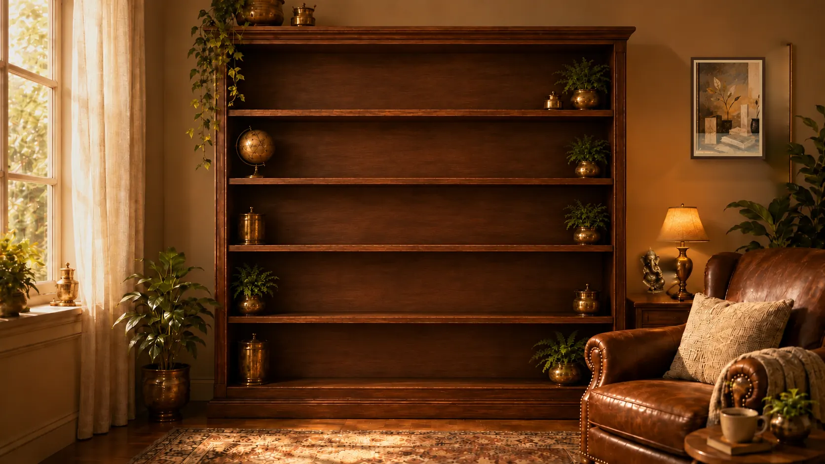 The five-shelf House bookshelf, with each book placed as a real interactive volume.